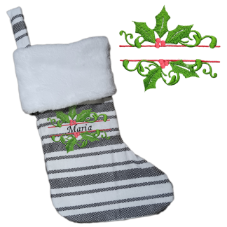 Custom name big holly frame stocking